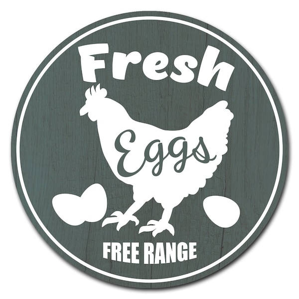 Corrugated Plastic Sign With Stakes 24in Circular-Farmers Market Fresh Eggs, C-24-CIR-WS-Fresh Eggs